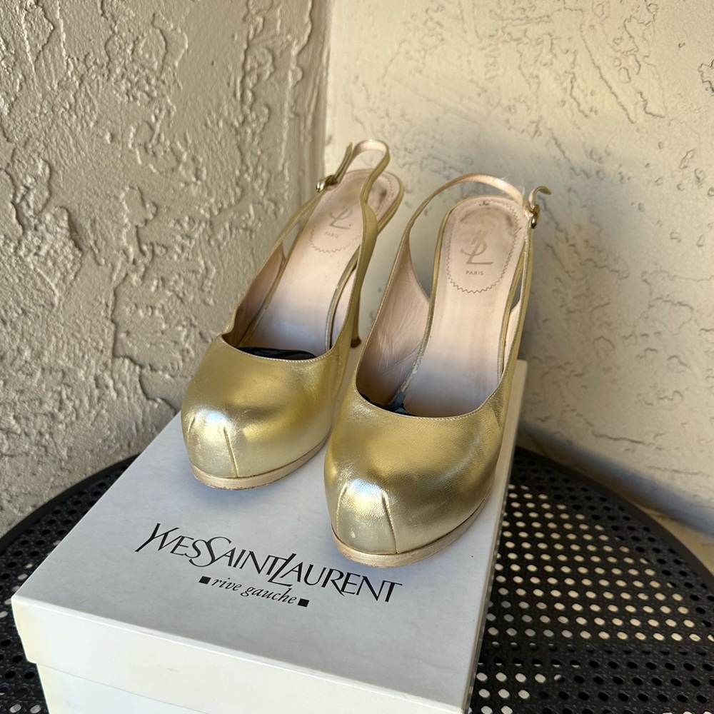 Yves Saint Laurent Metallic Gold Heels (Size 40)